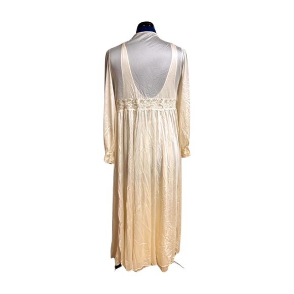 Vintage Shadowline Cream Stretch Lingerie Nightgown Peignoir Robe Set Large - Picture 6 of 11